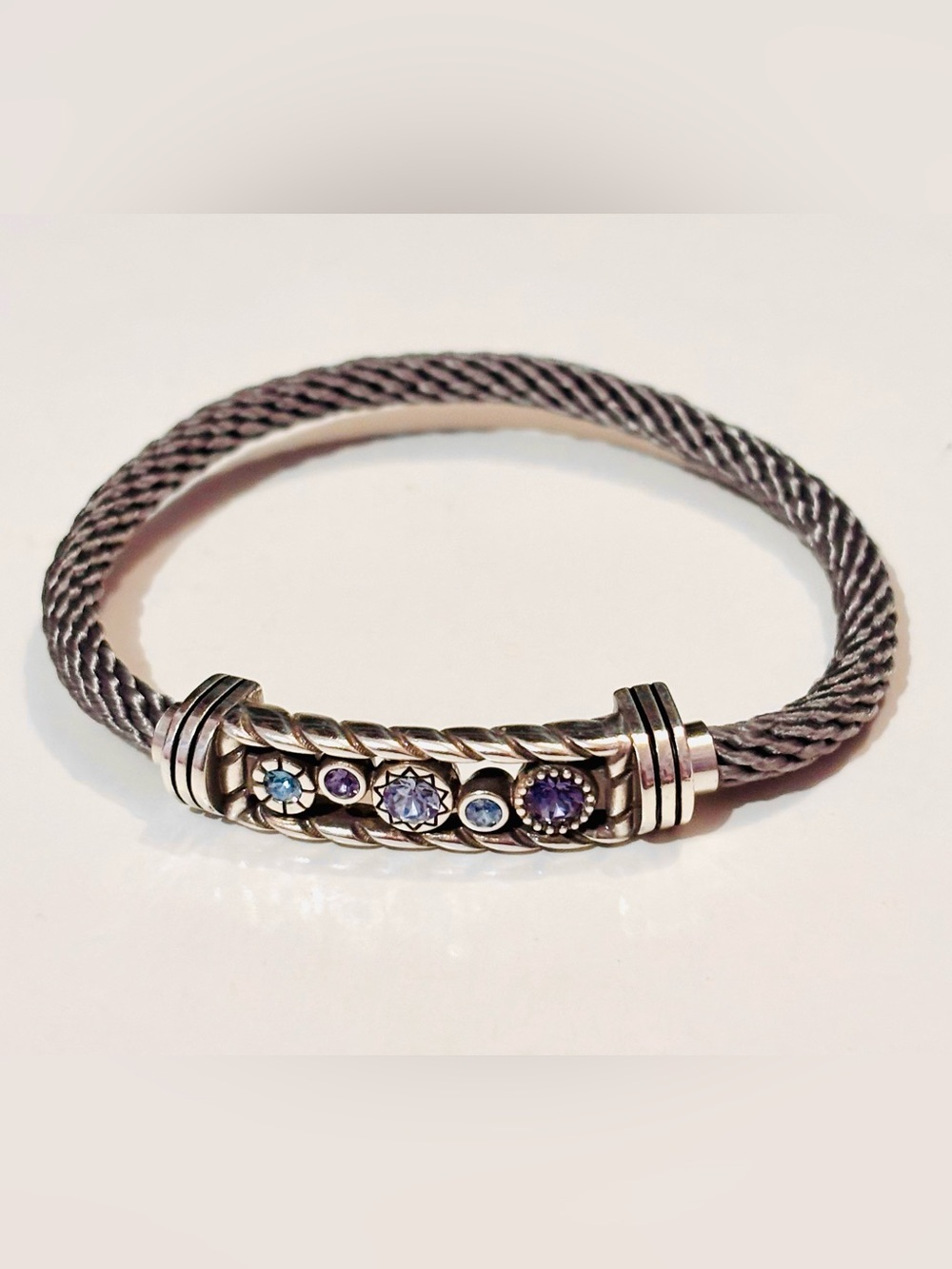 🆕Listing! Brighton Color Clique bracelet Gray cord Blue halo ornament Retired